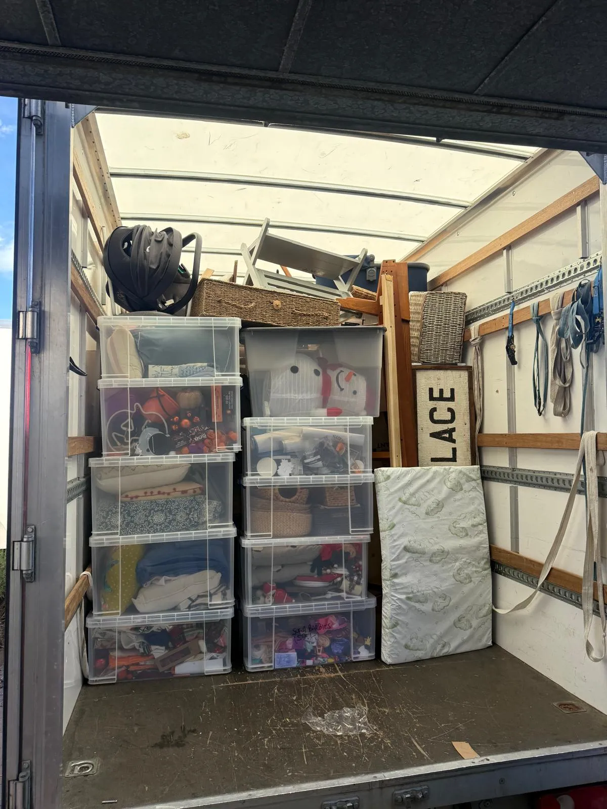 Boxes packed for a student room move